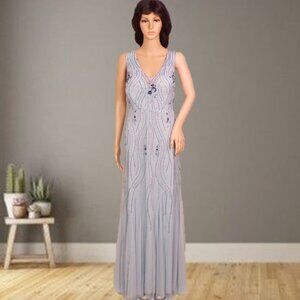 BEBE size 8 light-blue full-length mermaid gown beads & sequins original tag